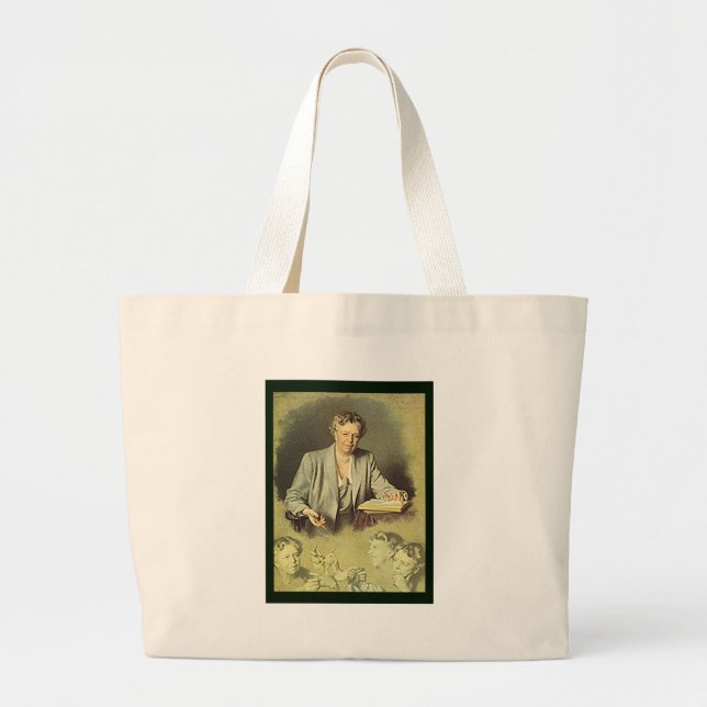 Bolsa Tote Grande Retrato da Casa Branca Eleanor Roosevelt (Frente)