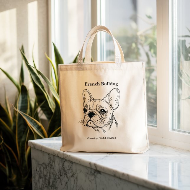 Bolsa Tote Grande Retrato de Bulldog Francês (Criador carregado)