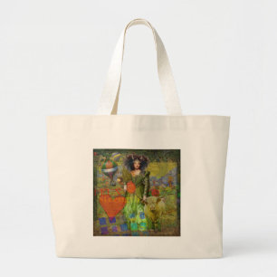 Bolsa Tote Grande Retrato de mulher clássica vintage Touro Arte góti