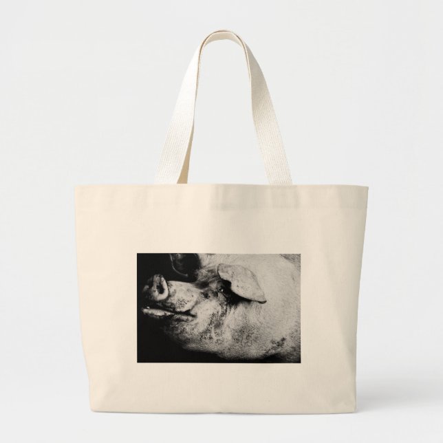 Bolsa Tote Grande retrato de porco (Frente)