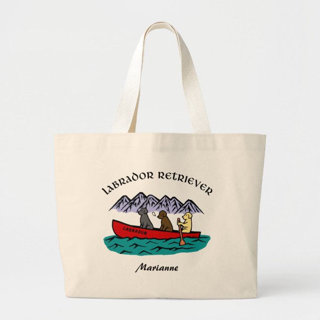 Bolsa Tote Grande Retrievers de Labrador Canoeing (Frente)