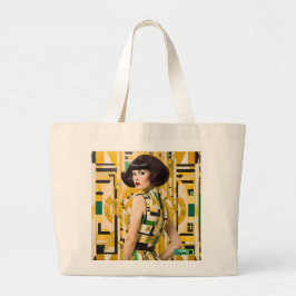 Bolsa Tote Grande Retro 60's Beauty Geometric fashionplate yellow