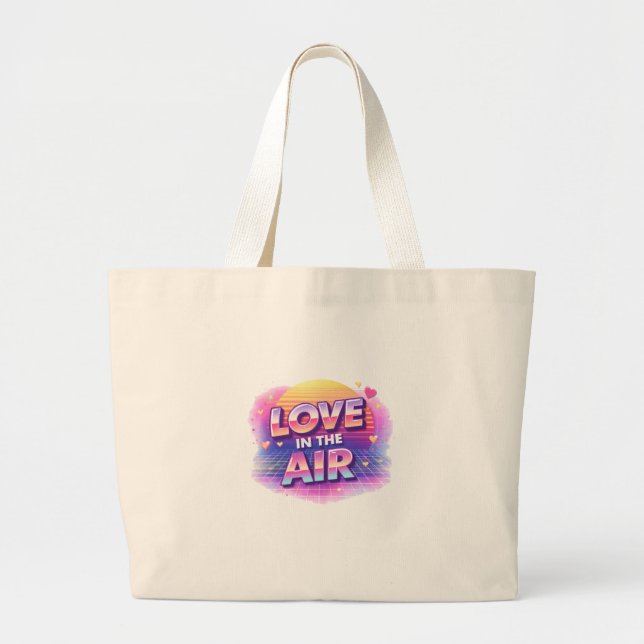 Bolsa Tote Grande  Retro 80's Love In The Air Valentine Lover Candle (Frente)