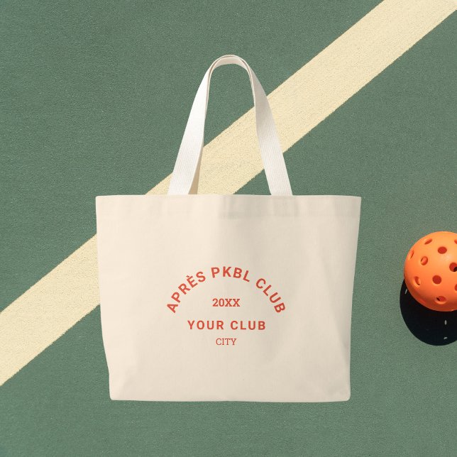 Bolsa Tote Grande Retro Orange Après PKBL Club Crest Pickleball (Criador carregado)
