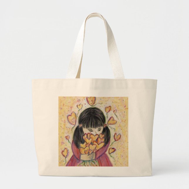 Bolsa Tote Grande Reunindo Corações Arte Arte Inspiracional Tote Bag (Frente)