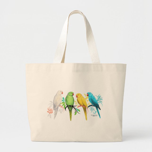 Bolsa Tote Grande Ringneck Parrots da Índia (Frente)