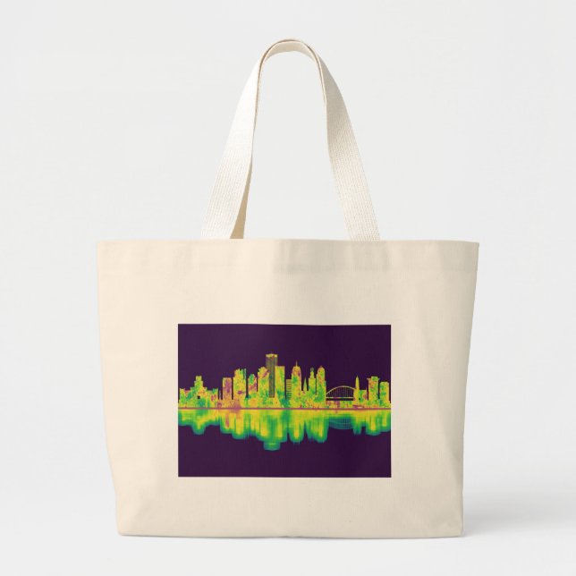 Bolsa Tote Grande Rochester New York Skyline (Frente)