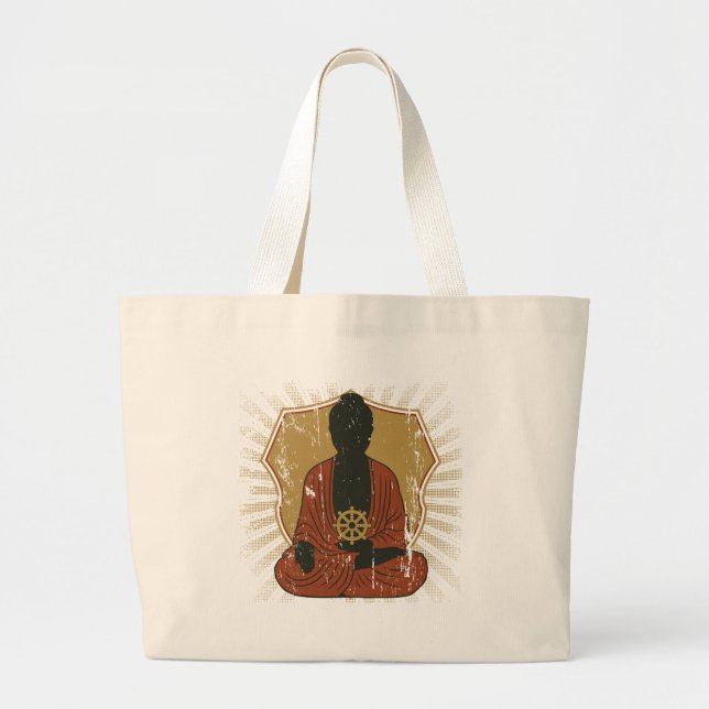 Bolsa Tote Grande Roda Meditating de Buddha Dharma (Frente)