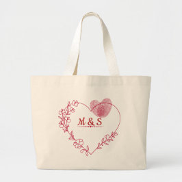 Bolsa Tote Grande Romantic Heart Floral Tote Bag