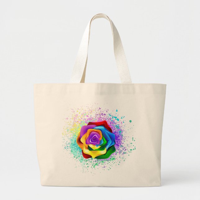 Bolsa Tote Grande Rosa Arco-Íris Colorida (Frente)