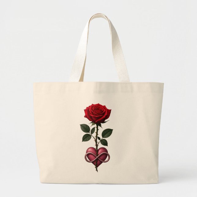 Bolsa Tote Grande Rosa de Amor Infinito (Frente)