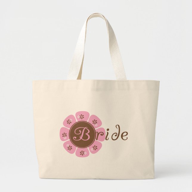 Bolsa Tote Grande Rosa e camiseta e presentes da noiva da flor de (Frente)