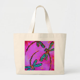Bolsa Tote Grande Rosa elétrico do Flit da libélula