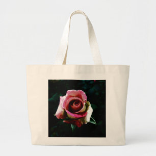Bolsa Tote Grande Rosa Pintada a Óleo