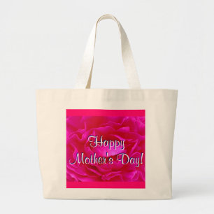 Bolsa Tote Grande Rosa Rosa Rosa Dia de as mães Feliz