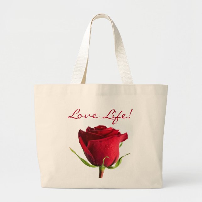 Bolsa Tote Grande Rosa vermelha Love Life Canvas Jumbo Tool Bag (Frente)