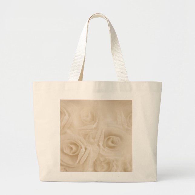 Bolsa Tote Grande Rosas Sepia de Papel (Frente)