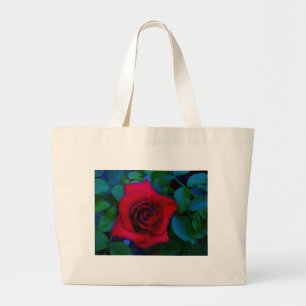 Bolsa Tote Grande Rosas vermelhas com tons azuis