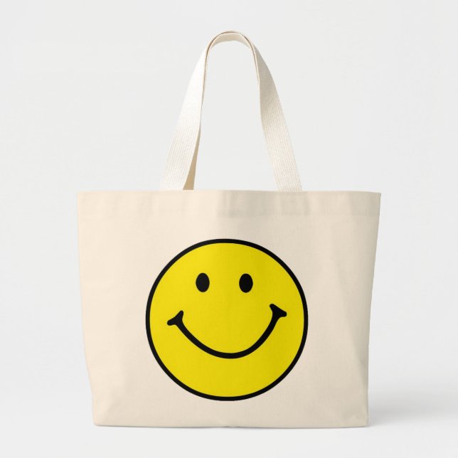 Bolsa Tote Grande Rosto Feliz e Amarelo Brilhante (Frente)