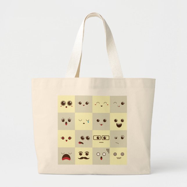 Bolsa Tote Grande Rosto fofo (Frente)