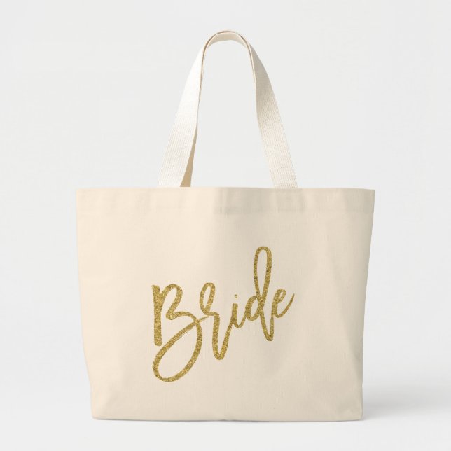 Bolsa Tote Grande Roteiro Dourado do brilho da noiva (Frente)