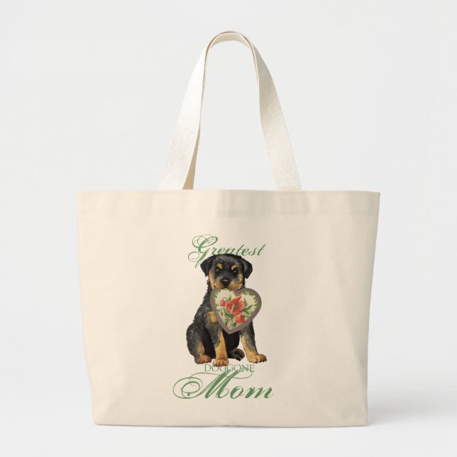 Bolsa Tote Grande Rottweiler Heart Mãe (Frente)