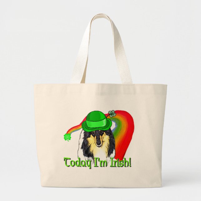 Bolsa Tote Grande Rough Tri Collie Saint Patricks (Frente)