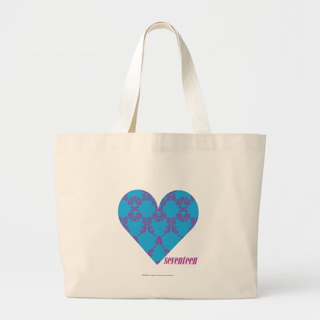 Bolsa Tote Grande Roxo-Aqua 3 do damasco (Frente)