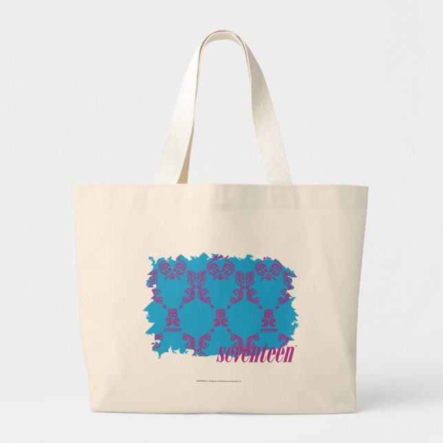 Bolsa Tote Grande Roxo-Aqua 4 do damasco (Frente)