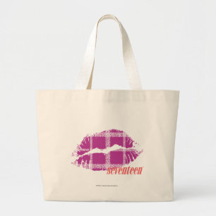 Bolsa Tote Grande Roxo da xadrez