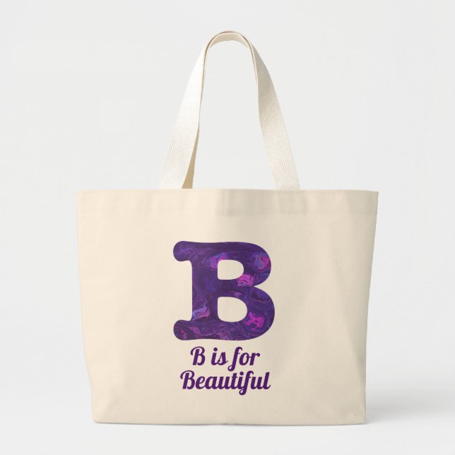 Bolsa Tote Grande Roxo - Letra B é para Bela Monograma (Frente)