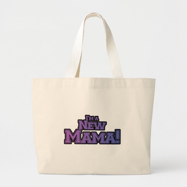 Bolsa Tote Grande Roxo, sou uma nova mãe Camiseta e presentes (Frente)
