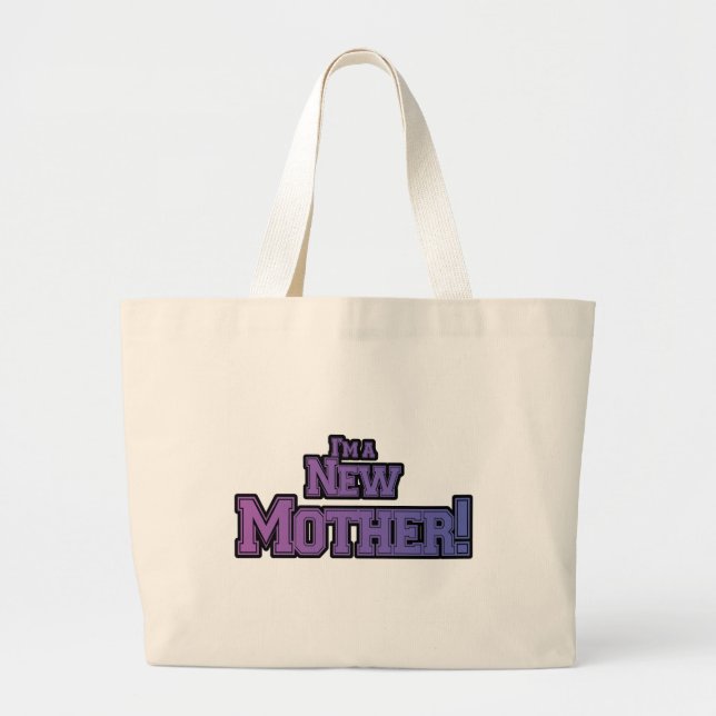 Bolsa Tote Grande Roxo Sou uma Nova Mãe Camiseta e Presentes (Frente)