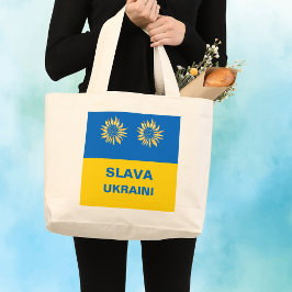 Bolsa Tote Grande Royal Blue Gold "Slava Ukraini" Ukraine Support