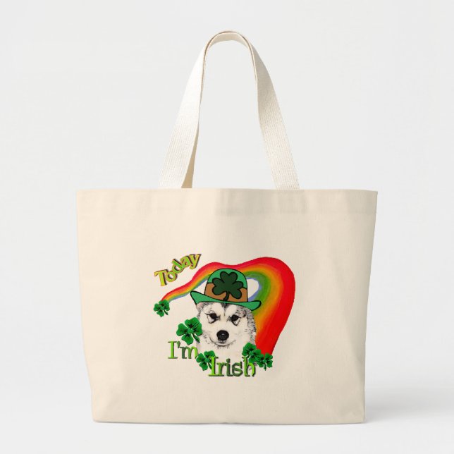 Bolsa Tote Grande Rua Malamute do Alasca. Dia de Patrick (Frente)