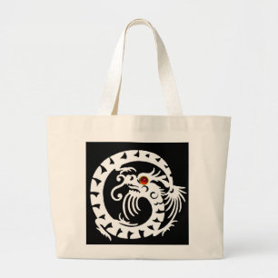Bolsa Tote Grande RUBI do DRAGÃO do COBRA, vermelho preto e branco