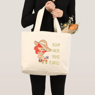 Bolsa Tote Grande Ruiva Gardening Bloom Onde Você Está Plantado