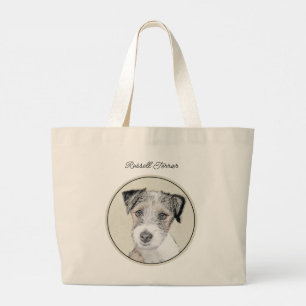 Bolsa Tote Grande Russell Terrier pintando tocas artes originais de