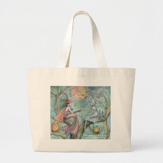 Bolsa Tote Grande Saca de Halloween Bruxa Fantasma por Molly Harriso