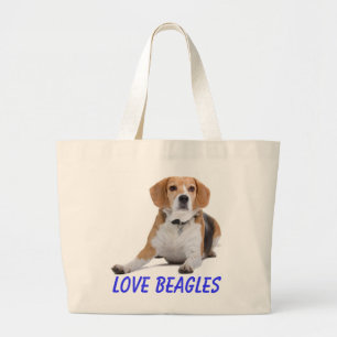 Bolsa Tote Grande Saca de Lona de Cachorro Beagle Amor