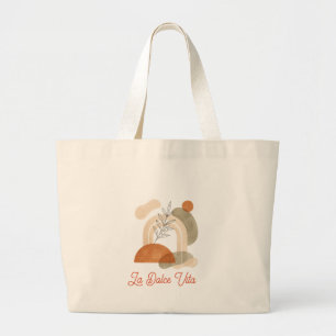Bolsa Tote Grande Saca de Lona Estética Boho Abstrata Nome Personali