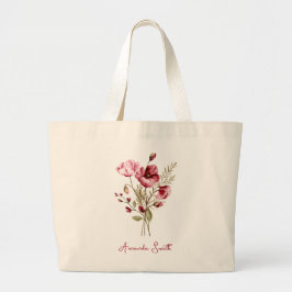 Bolsa Tote Grande Saca de mão com nome de flores silvestres florais 