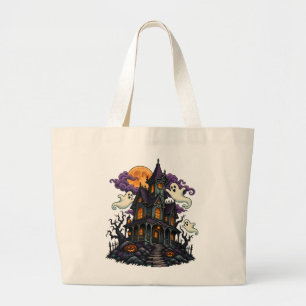 Bolsa Tote Grande Saca de Mãos Fantasmas Casa Assombrada Halloween