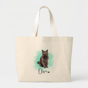 Bolsa Tote Grande Saca de Tote de Arte de Gato Fofo – Presente para