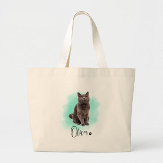 Bolsa Tote Grande Saca de Tote de Arte de Gato Fofo – Presente para