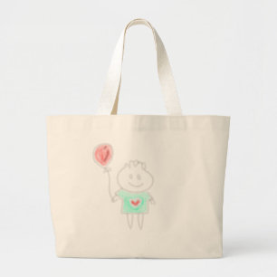 Bolsa Tote Grande Saca Jumbo Minimalista Criança Fofa Segurando Balã