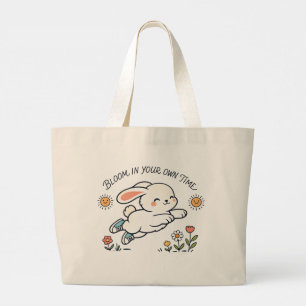Bolsa Tote Grande Saca Tote Bunny Floresça No Seu Próprio Tempo