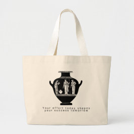 Bolsa Tote Grande Saca Tote com Ilustração de Vaso Grego Clássico