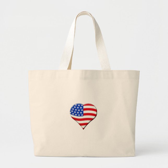 Bolsa Tote Grande Saco americano do coração (Frente)