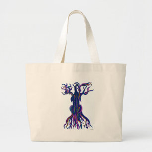 Bolsa Tote Grande Saco azul da árvore do violoncelo